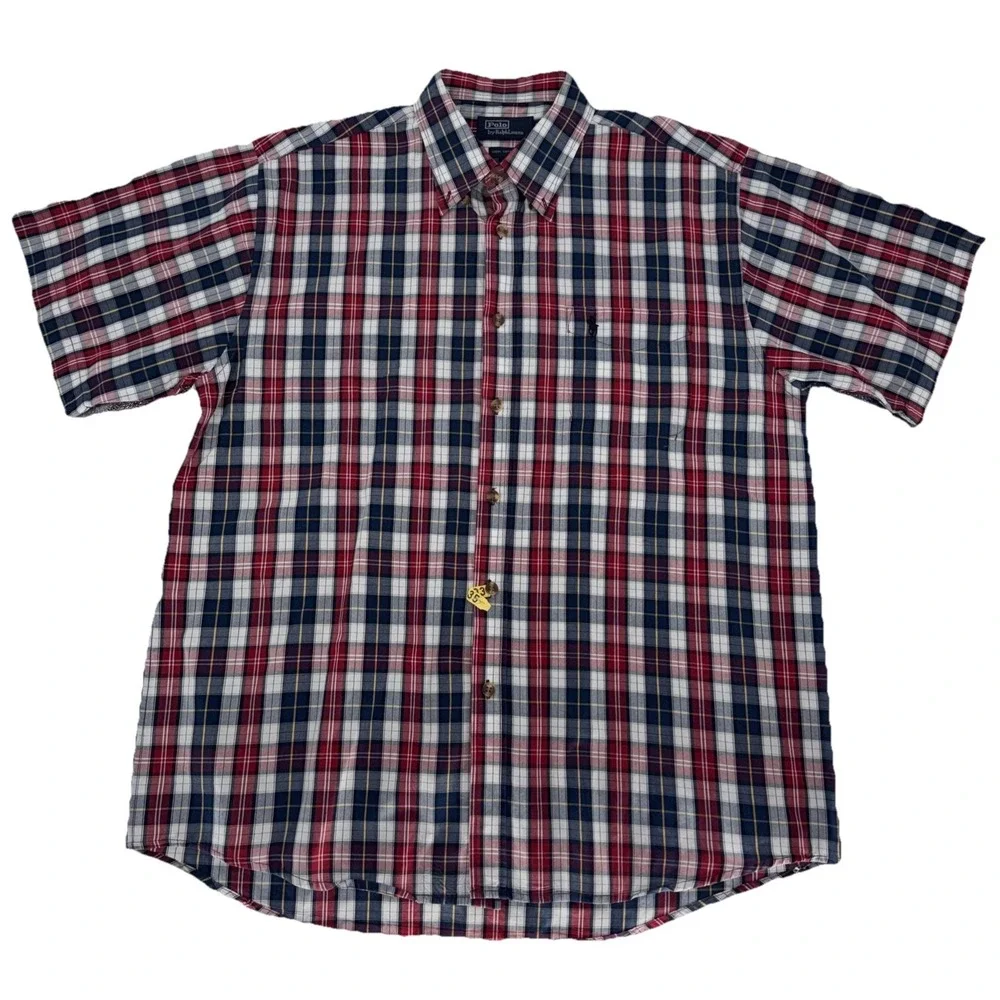 Vtg Polo Ralph Lauren Shirt Mens XXL Plaid Button Down Pocket Pony 90s Pony
